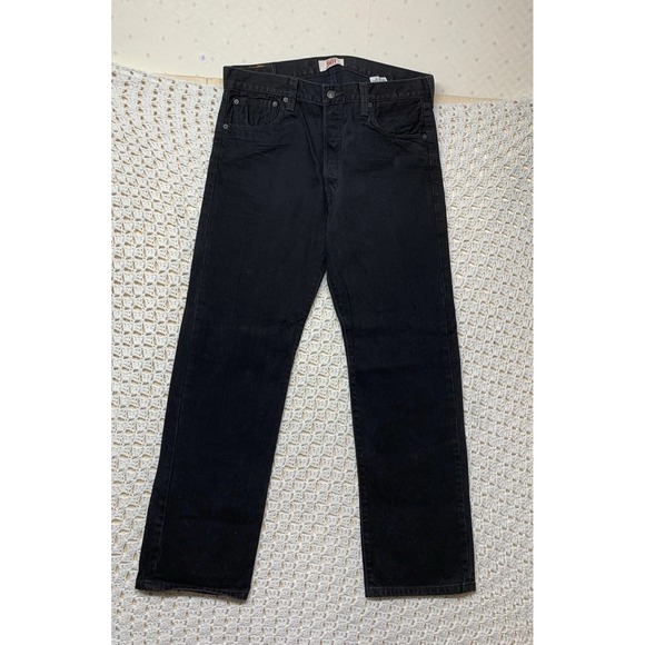 Levis 501  jeans Mens 36x32 Black red tag straight leg button fly leather patch - Picture 1 of 13